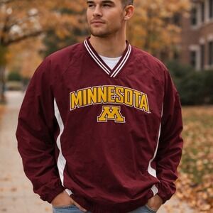 Vintage Y2K University of Minnesota Windbreaker Jacket Campus Sports Fan Sz L
